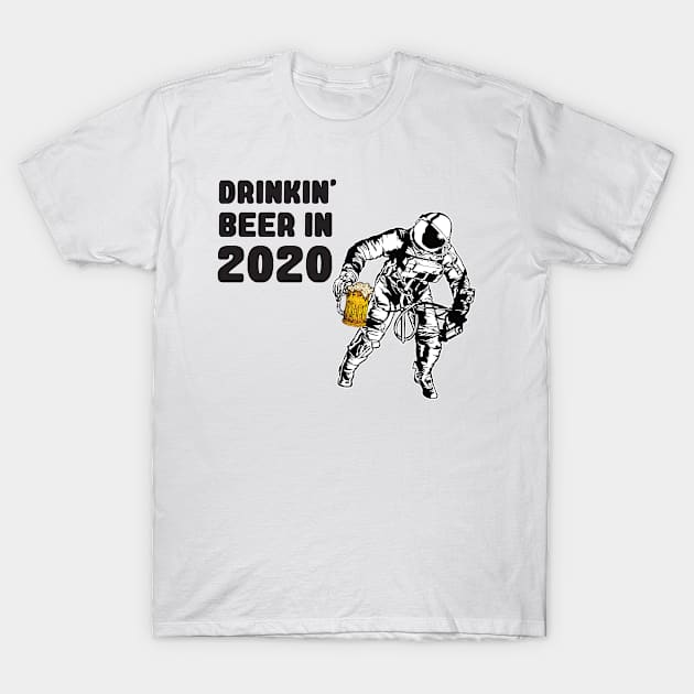 Funny astronaut drinks beer filtered protected T-Shirt by The Hammer